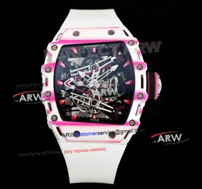 Swiss Replica Richard Mille RM 38-02 Bubba Watson White Pink Case Rubber Strap Watch
